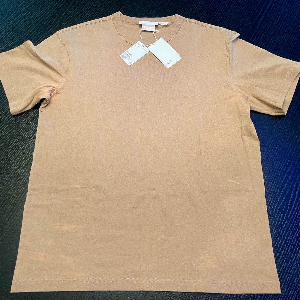 H&M NWOT Mens Blank Staples Organic Cotton Brown T Shirt - with factory defect